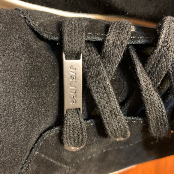 J/Slides Women's Sneaker Black White Norris Suede Leather Women’s Size 9.5M - Picture 7 of 9